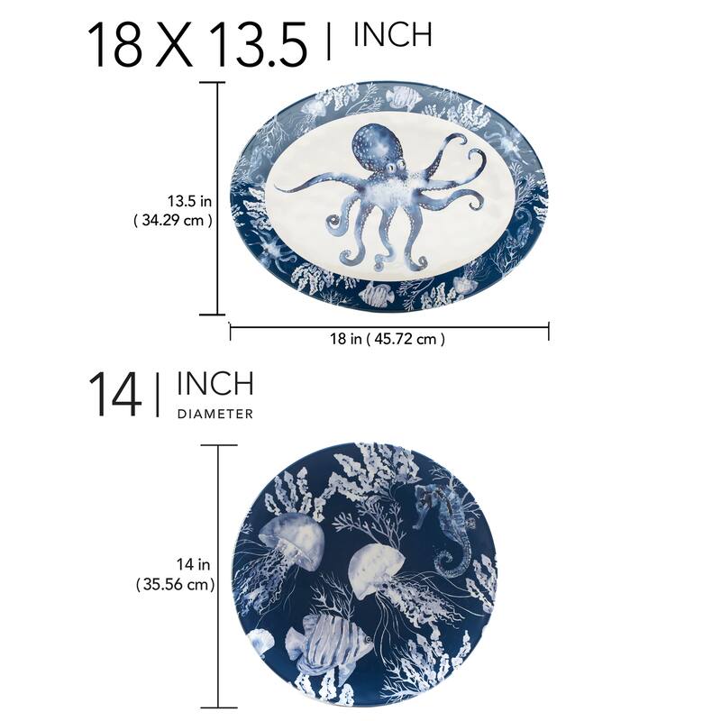 Certified International Sea Life Melamine 2-piece Platter Set