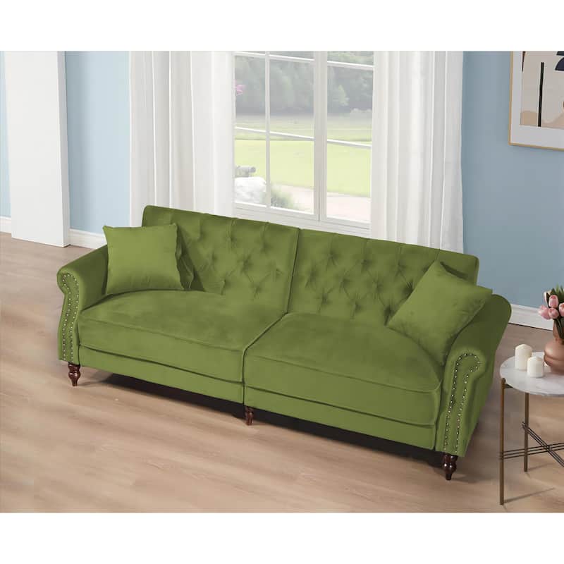87.8'' Convertible Velvet Sofa Bed Sleeper Futon