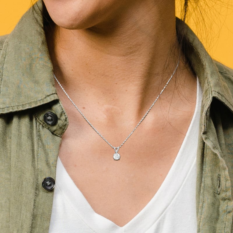 1ct TDW Lab-Grown Diamond Solitaire Pendant with Chain in Platinum - 18 in