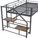 preview thumbnail 11 of 32, Simple & Space-saving Design Mid Metal Loft Bed with Storage stairs, Twin Size