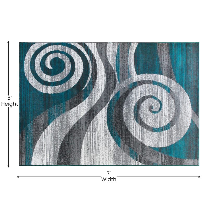 Modern Swirl Design Olefin Area Rug