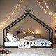 preview thumbnail 1 of 8, 2 Size Metal House Bed with Metal Frame Playhouse Design for Kids Twin
