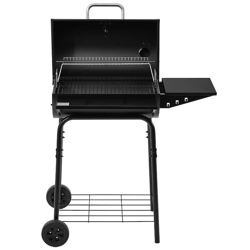 Royal Gourmet CC1624 Barrel Charcoal Grill with Side & Front Shelves