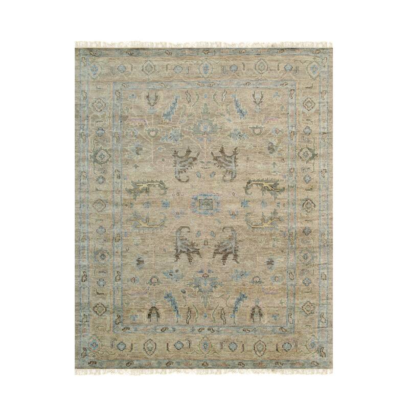 Brown Hand Knotted Wool Classic Oushak Rug, 9' x 12', plush cozy accent - L