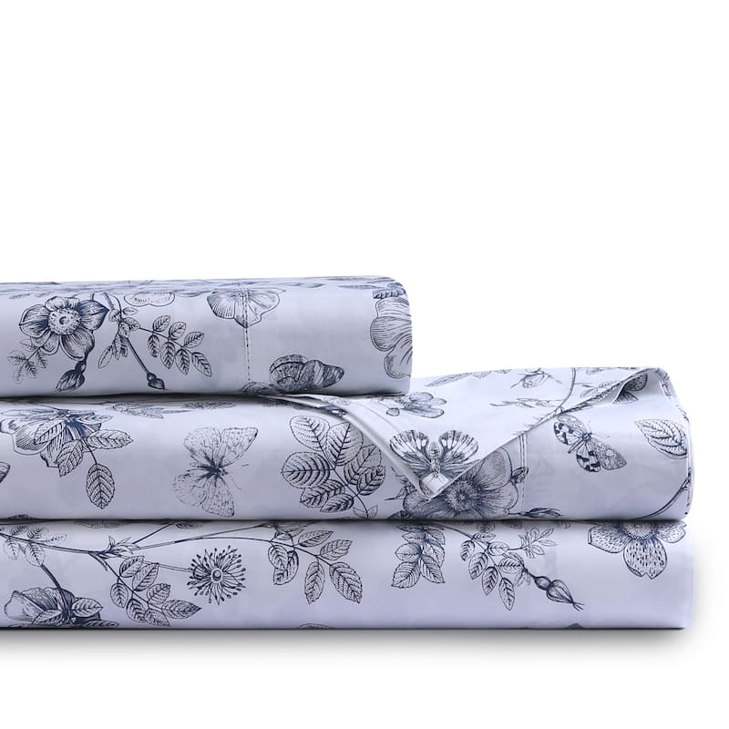 Tribeca Living Organic Cotton 400 Thread Count Percale Extra Deep Pocket Sheet Set - Full - Margot