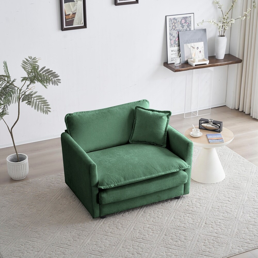 Chenille super buttoned sale accent armchair & footstool