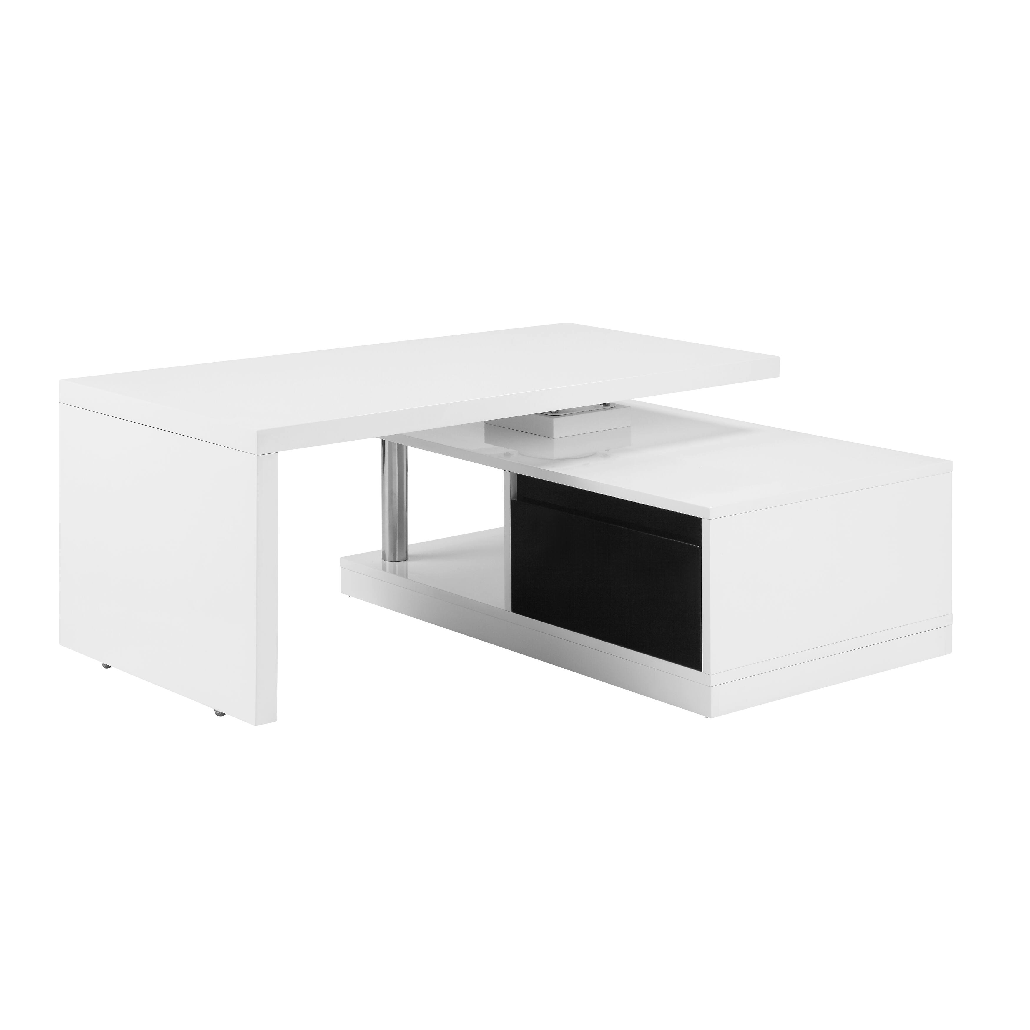 Coffee Table W/Swivel Top In White & Black High Gloss Finish，coffee