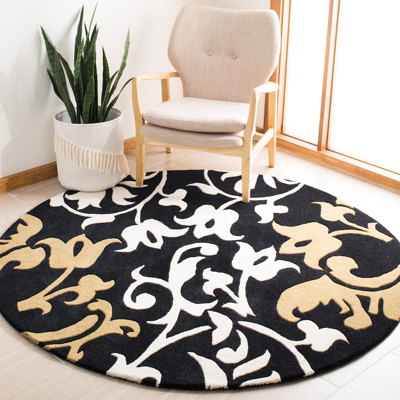 SAFAVIEH Handmade Soho Kali N.Z. Wool Rug - 6' Round - Black/Multi