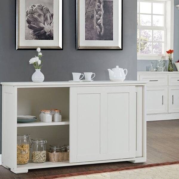 Shop Kitchen Storage Cupboard Cabinet With Sliding Door White
