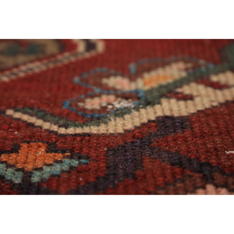 Red Geometric Bakhtiari Persian Rug Handmade Wool Carpet - 4'7" x 6'6"