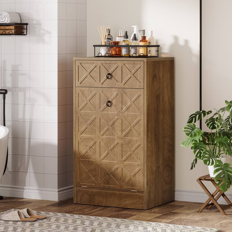 13 Gallons Tilt Out Trash Can, Hidden Garbage Can Cabinet with Drawer