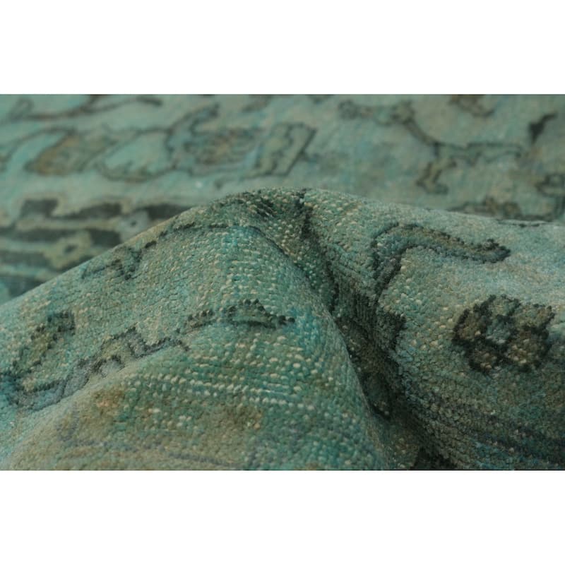 ECARPETGALLERY Hand-knotted Vibrance Cyan Wool Rug - 7'10 x 9'6