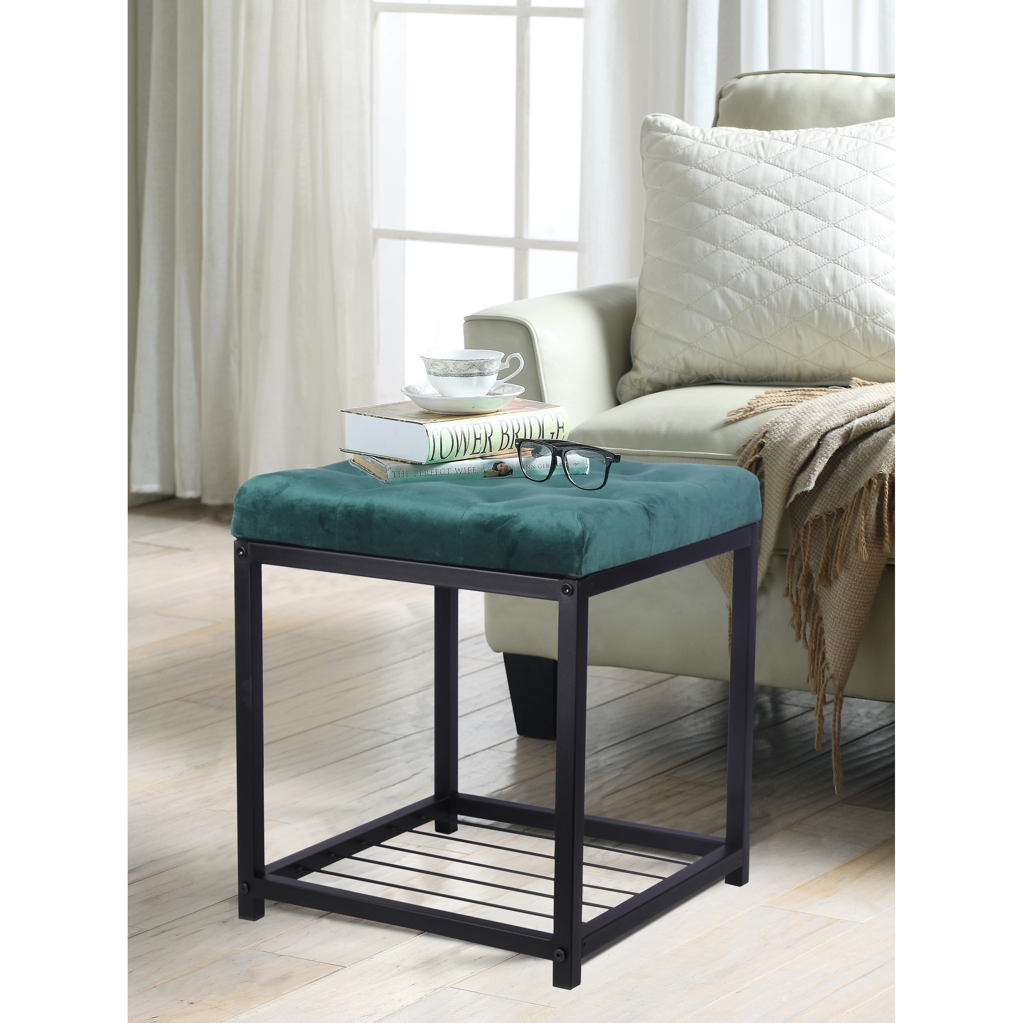 Metal top frame ottoman