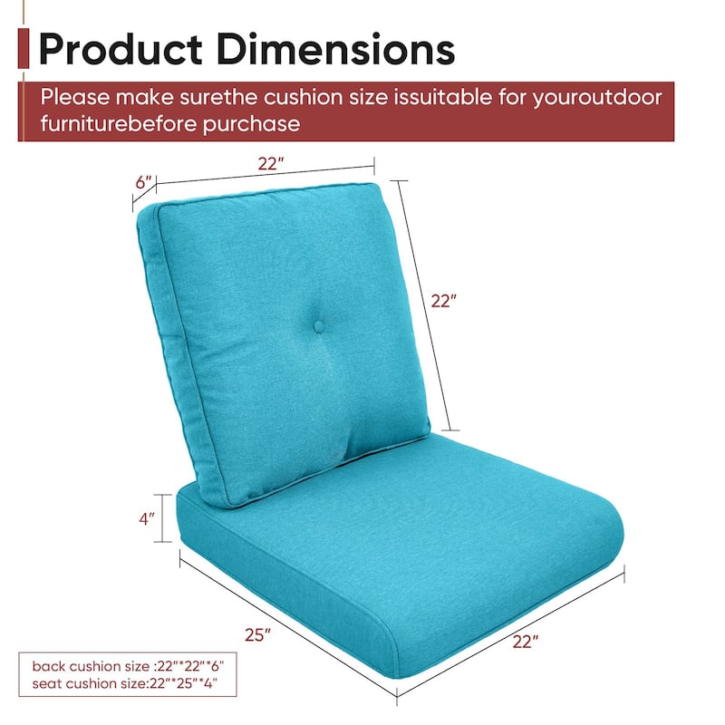Gymojoy Pillow and Cushion Set Deep Seat Indoor/Outdoor - 25" x 22" x 4"