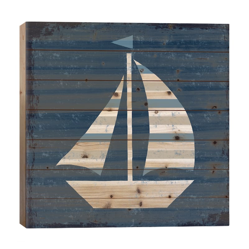 Nautical Love (Sail Boat II) Print On Wood by Michael Mullan - Multi-Color - 26x26x1.5