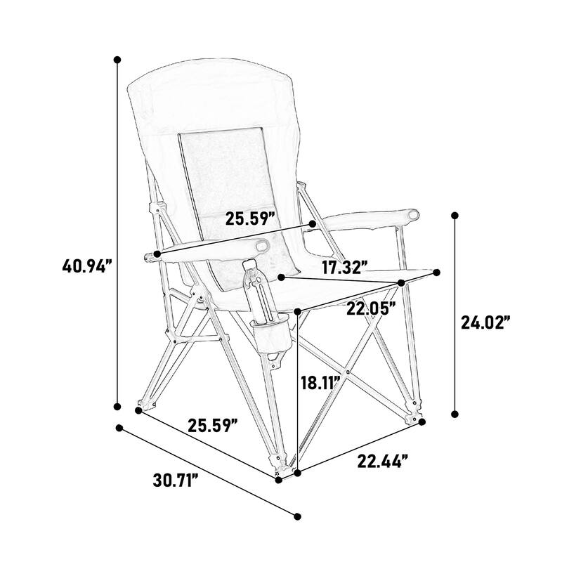Anmytek Collapsible Padded Camping Chair with Cup Holder High Backrest and Mesh Panel Foldable Outdoor Chair