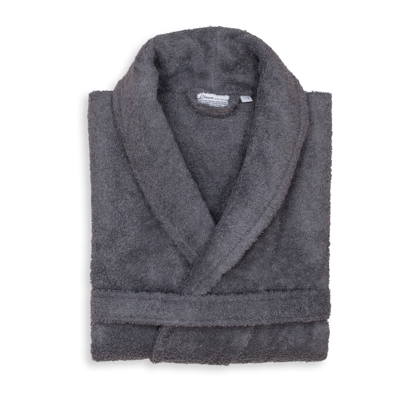 Authentic Hotel Spa Unisex Turkish Cotton Terry Cloth Bath Robe - S/M - Grey