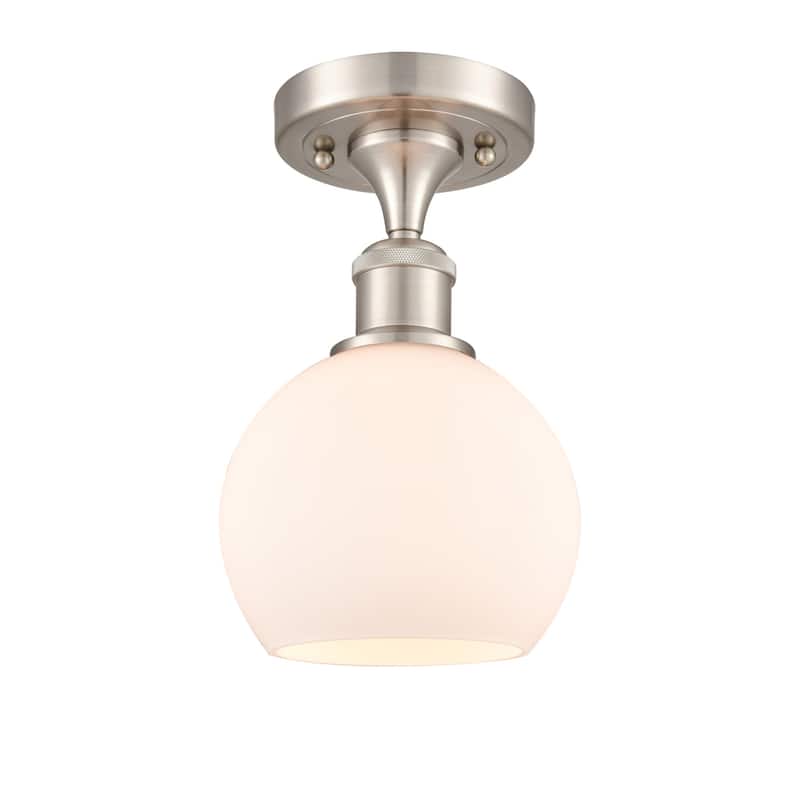 Innovations Lighting 516-1C-10-6 Athens Semi-Flush Athens Deco Swirl - Brushed Satin Nickel / Matte White