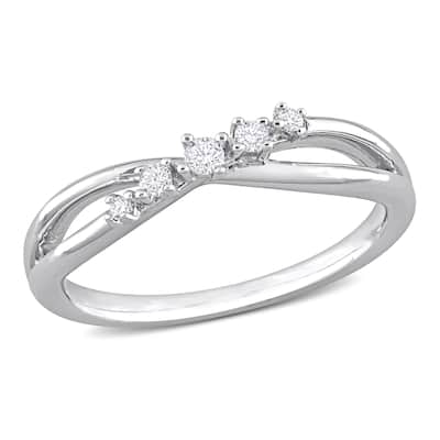 Miadora 1/10ct TDW Diamond Bypass Ring in Sterling Silver