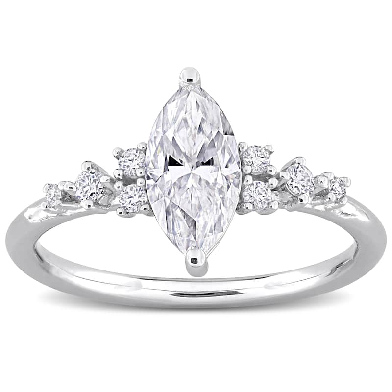 Miadora 1 1/8ct DEW Marquise-Cut Created Moissanite Engagement Ring in Sterling Silver