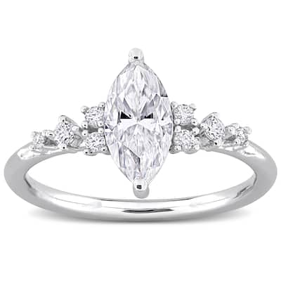 Miadora 1 1/8ct DEW Marquise-Cut Created Moissanite Engagement Ring in Sterling Silver