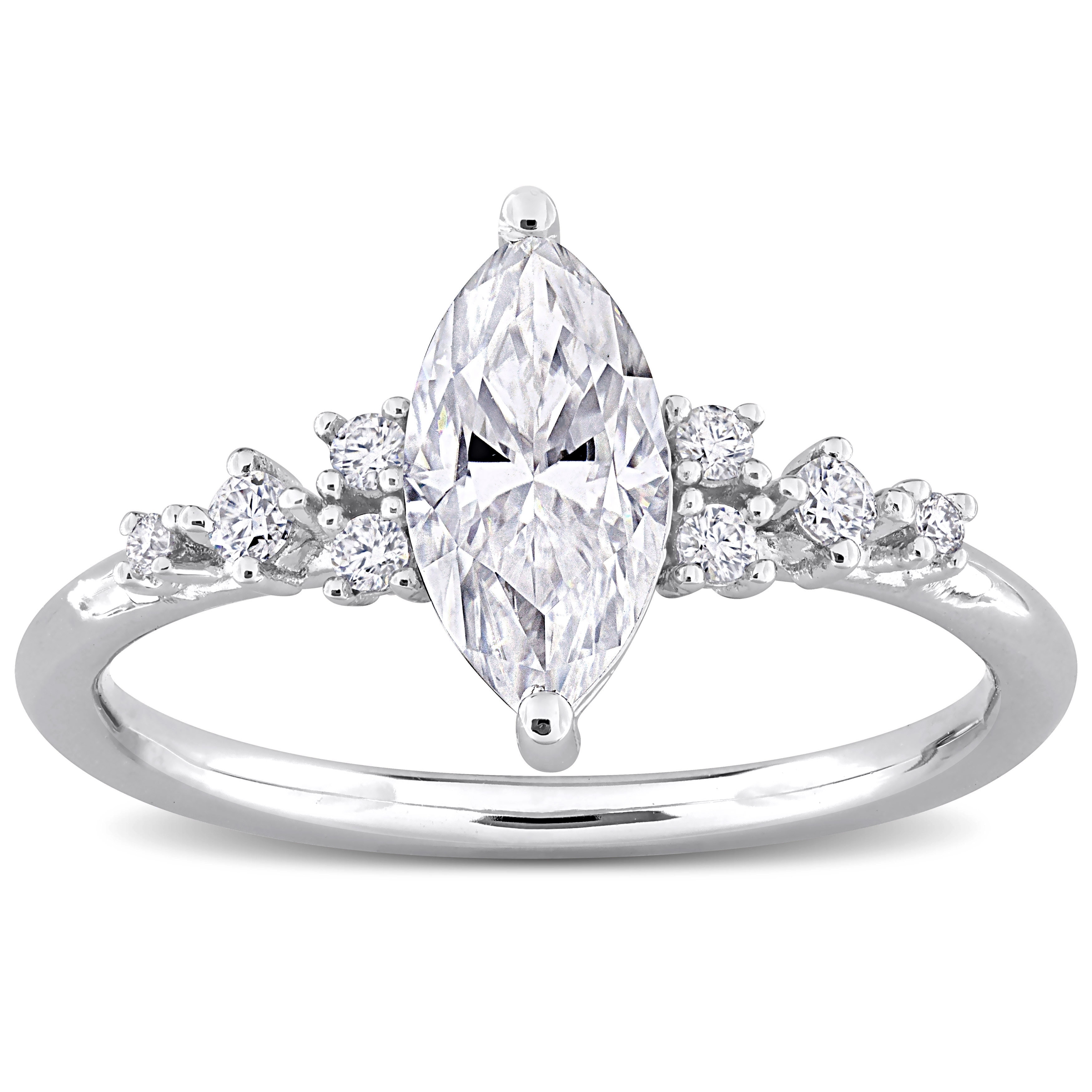Miadora 1 1/8ct DEW Marquise-Cut Created Moissanite Engagement Ring in Sterling Silver