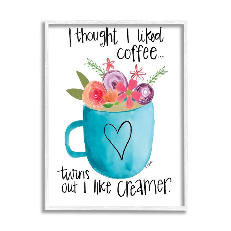 Stupell Thought I Liked Coffee Phrase Kitchen Creamer Joke Framed Wall Art - 24 x 30 - White