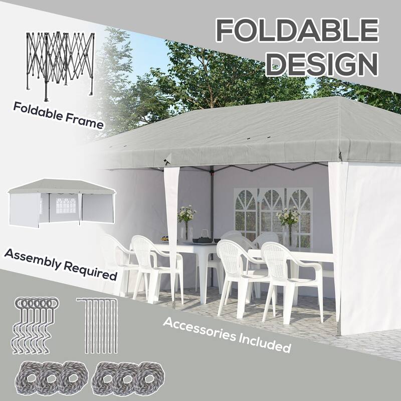 10' x 20' Pop Up Canopy Tent with 4 Sidewalls - White