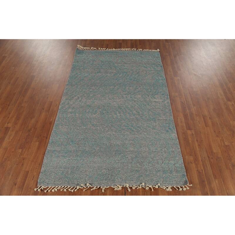 All-Over Abstract Moroccan Oriental Area Rug Hand-Knotted Wool Carpet - 4'10"x 7'10"
