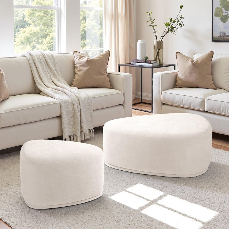 Leon 26"/43" W Chenille Triangle Cocktail Ottoman Set