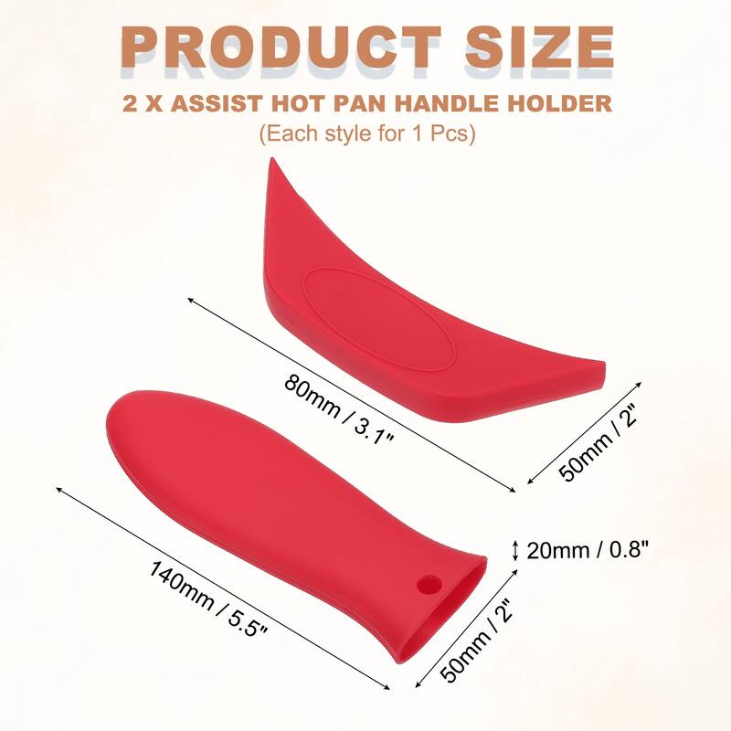 2 Pcs Silicone Assist Hot Pan Handle Holder, Non-Slip - Red