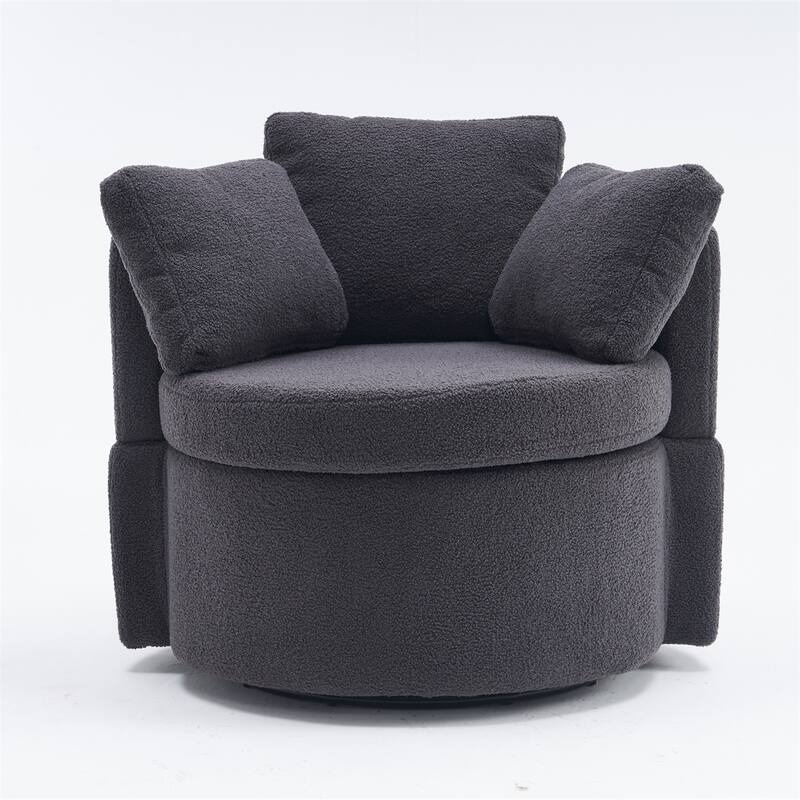 Teddy Fabric Swivel and Storage Chair w/ Back Cushion for Living Room