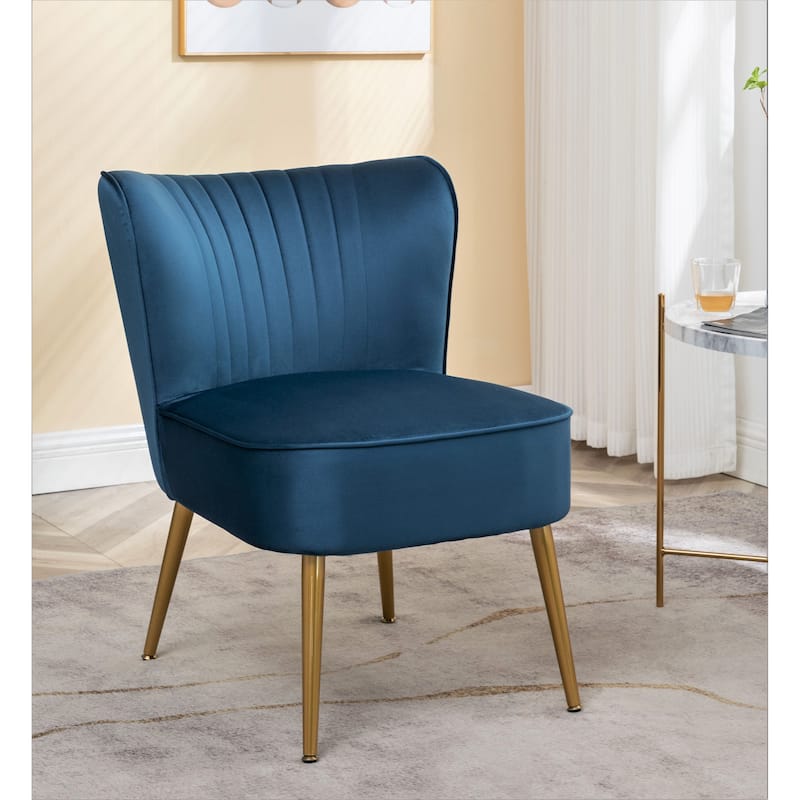 Us Pride Furniture Sauter 23.2" Wide Mid-Century Modern Microfiber Accent Chair - Navy Blue