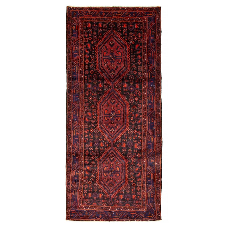 ECARPETGALLERY Hand-knotted Andelz Black Wool Rug - 4'1 x 9'6 - Black - 4'1 x 9'6