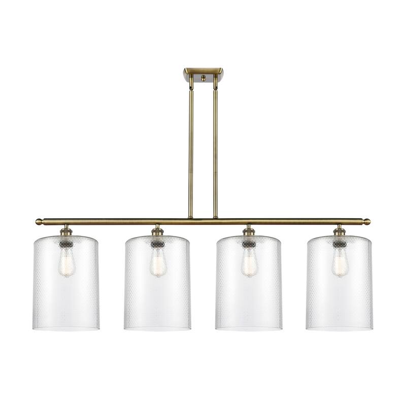 Innovations Lighting Cobbleskill - 4 Light 48" Island Light - Antique Brass/Clear