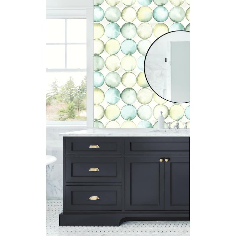 Seabrook Designs Zalia Watercolor Circles Unpasted Wallpaper