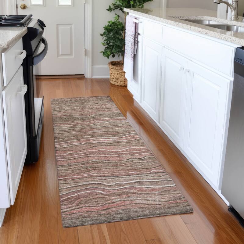 Premium Washable Super Soft Contemporary Stripe Mayfield Rug - Mocha - 2'3" x 7'6"