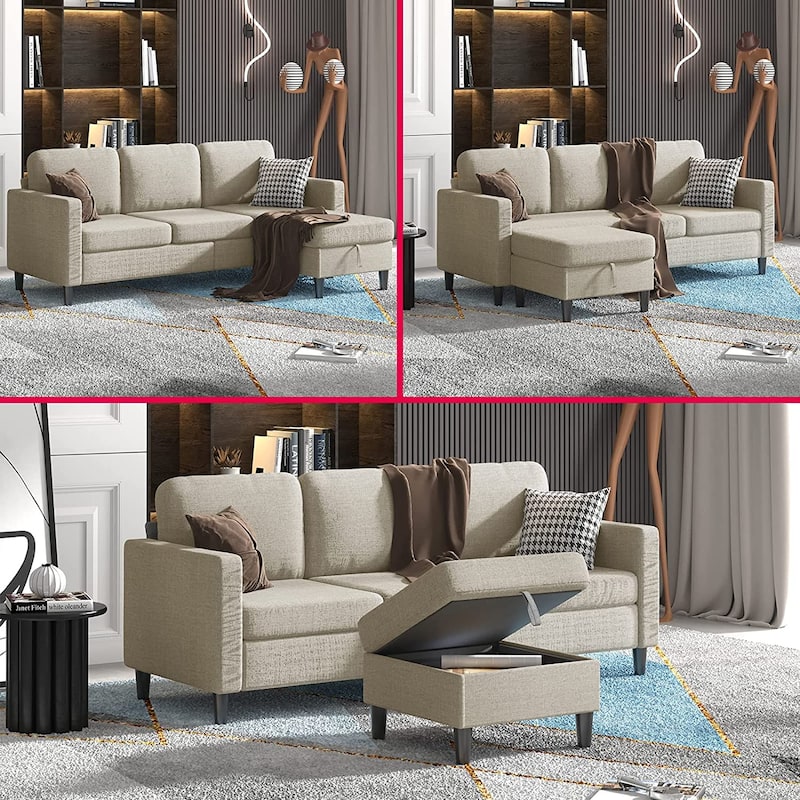 Mixoy 78"Sectional Sofa with Ottoman, Free Combination L Shaped Sofa Couch Set