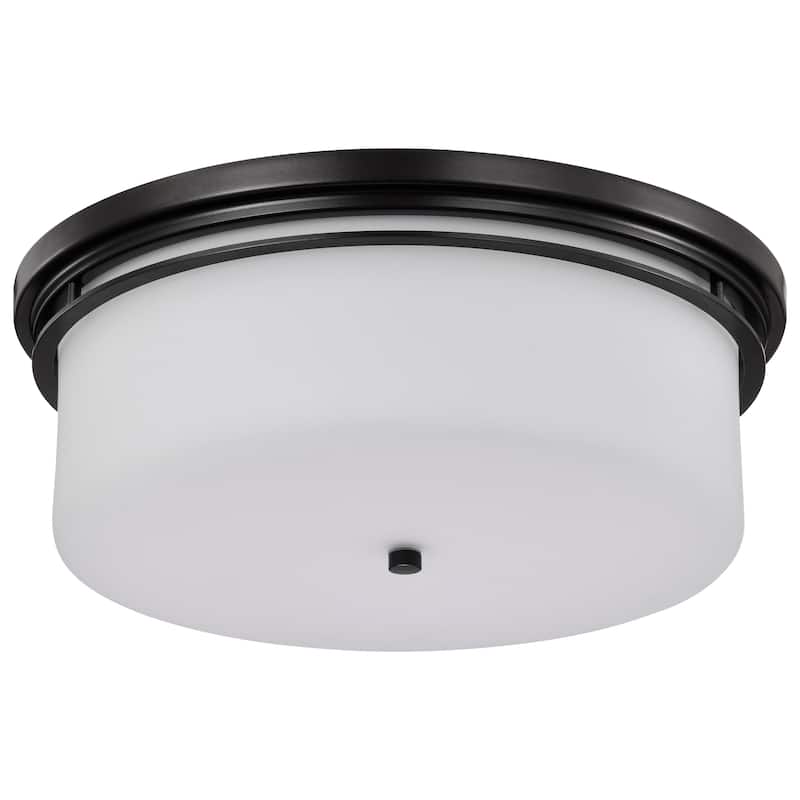 Warren - 15 Inch Flush Mount - Gun Metal with Satin White Glass - Gun Metal