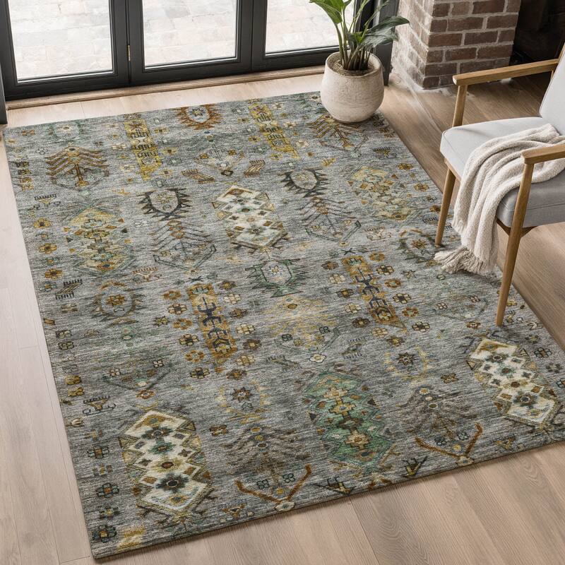 Premium Washable Super Soft Traditional Karachi Mayfield Rug - Pewter - 9' x 12'