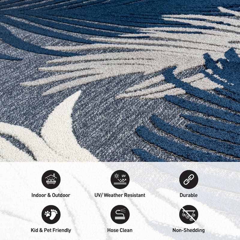 World Rug Gallery Tropical Floral Indoor/Outdoor Area Rug