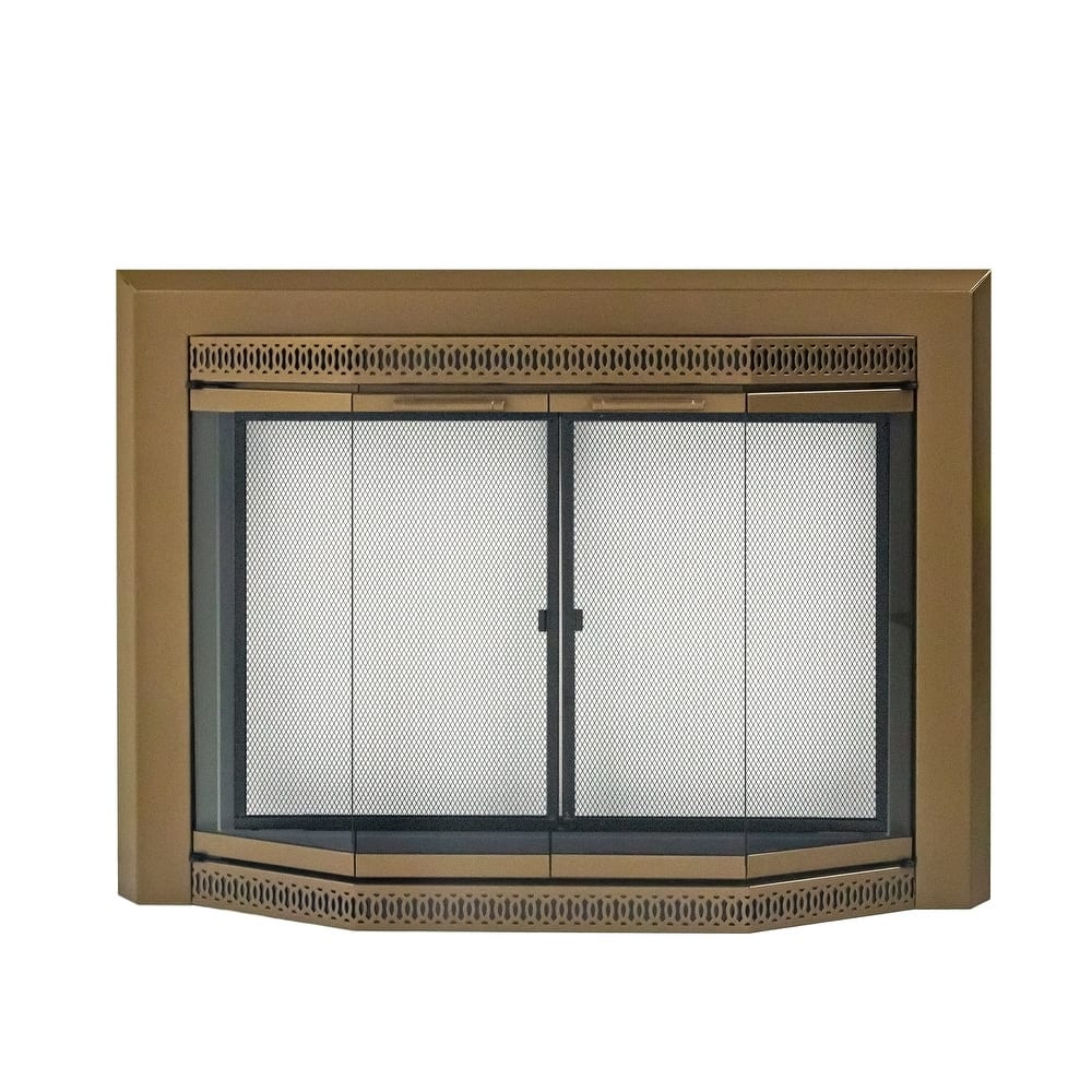 Pleasant Hearth Gavin Fireplace Glass Door Small Heritage Brass