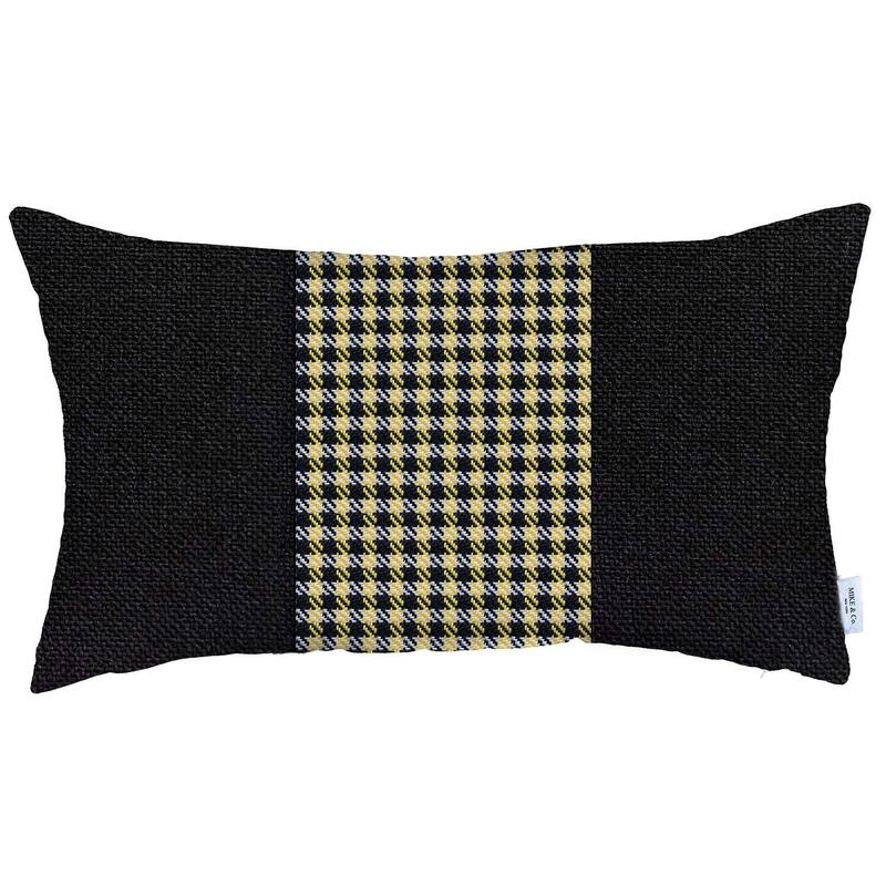 White and Black Houndstooth Lumbar Throw Pillow