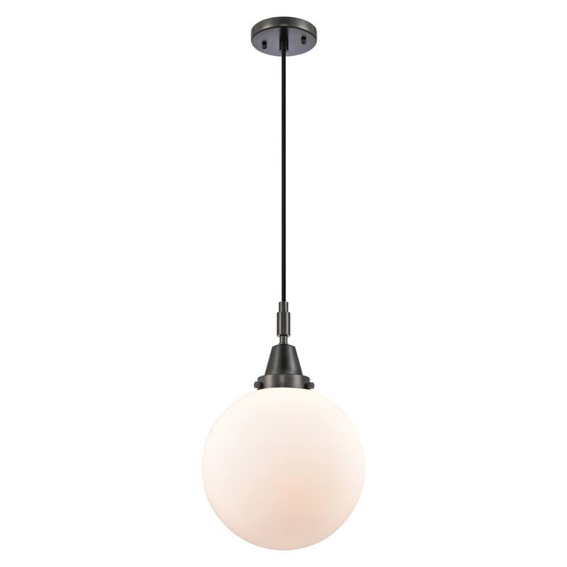 Innovations Lighting Downtown Urban - Caden Beacon - 1 Light 10" Cord Hung Mini Pendant - Matte Black/Matte White Shade