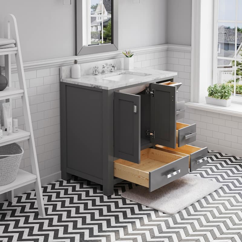 36 Inch Wide Cashmere Grey Single Sink Bathroom Vanity From The Madison Collection