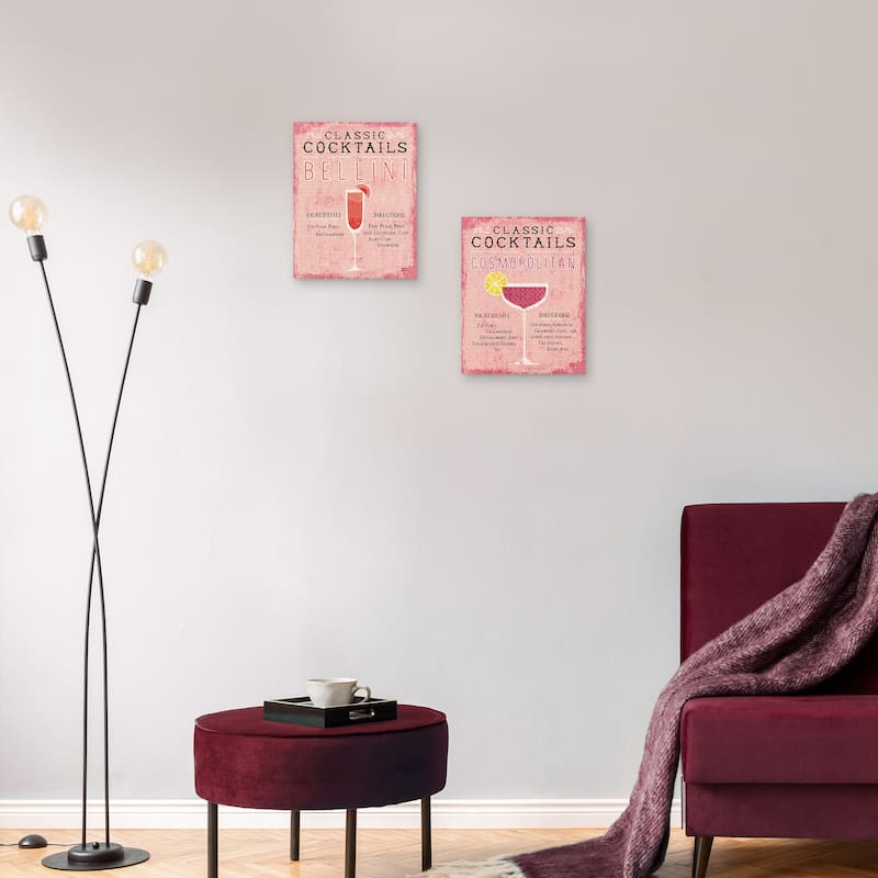 Classic Cocktails Bellini Pink, Classic Cocktails Cosmopolitan Pink by Michael Mullan Canvas Art Prints