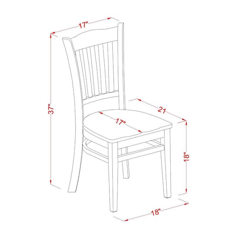 East West Furniture Groton Dining Chairs - Slat Back Wooden Seat Chairs, Set of 2, (Finish Options)