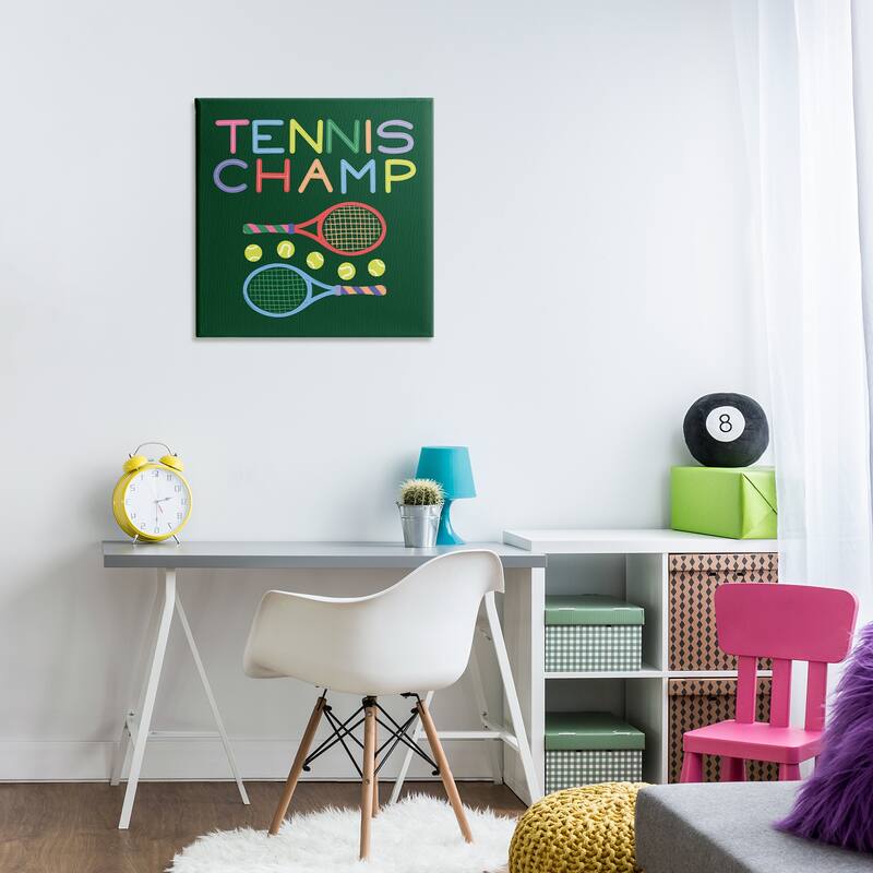 Stupell Tennis Champ Racket & Balls Canvas Wall Art Design By Sazerelli Designs