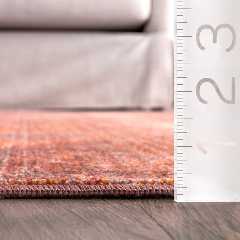 Nuloom Orange Traditional Floral Medallion Border Area Rug