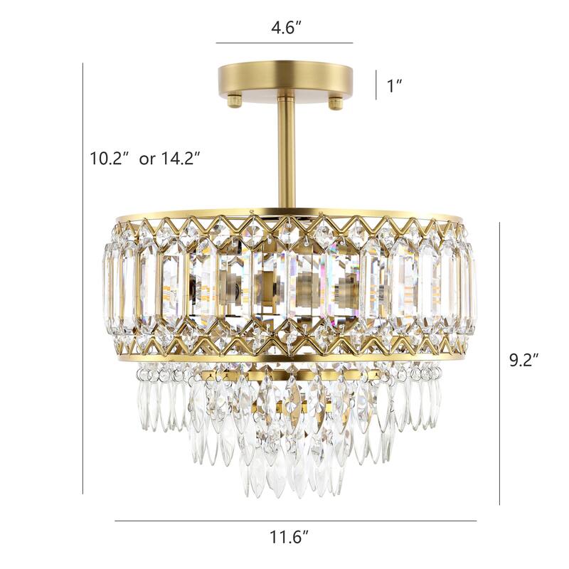 GetLedel 3-Light Dimmable Crystal Semi-Flush Mount Chandelier